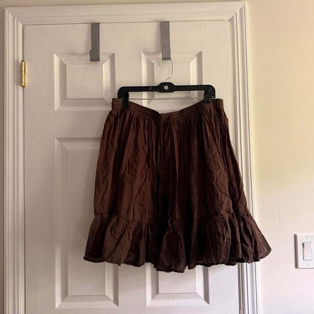 Brown Cotton Flowy Skirt Size Large
